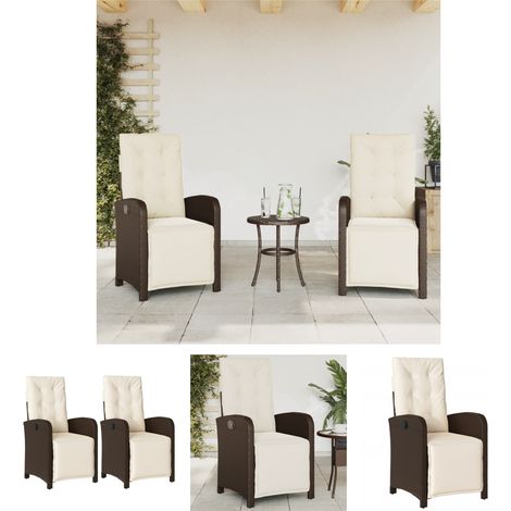 The Living Store Gartensessel mit Fußteil 2 Stk. Verstellbar Braun Poly Rattan - Gartenstühle (1/5)
