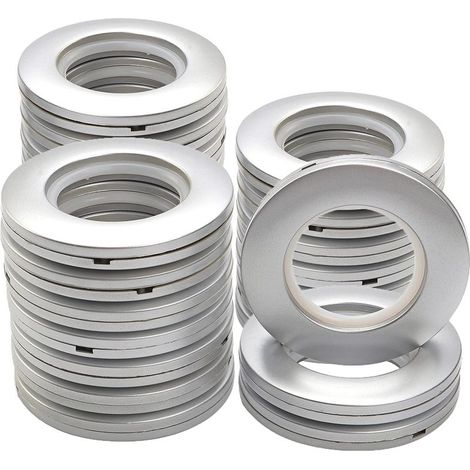 (Argenté)32Pcs Anneaux à œillets Rideau Anneaux, Oeillets Rideaux à Clipser Plastique Diamètre Intérieur 40mm Anneaux de Bricolage (1/5)