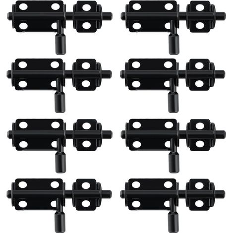 8pcs Verrou Porte Interieure, Loquet Porte Verrou Pratique, Loquet Porte Exterieur pour Armoire, Tiroir et Jardin, en Acier Inoxydable, Noir (1/5)