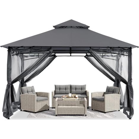 ABCCANOPY Pavillon 2.5x2.5m Wasserdicht Stabil Winterfest Partyzelt Grau (1/5)