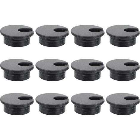 Organisateur de câbles bureau rond en plastique noir, passe-câbles 35 mm, facile à installer, lot (1/5)
