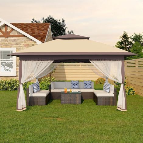 Tonnelle Pliante 3x3 m avec Moustiquaire - Barnum Pop-up Imperméable - Double Toit et Protection UV 50+