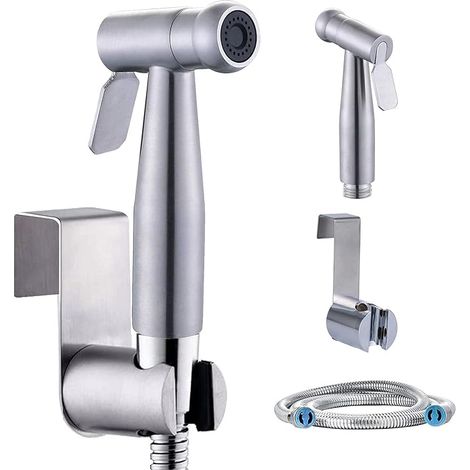 Kit de rociador de inodoro de acero inoxidable, rociador de bidé portátil con rociador de presión ajustable para higiene personal y cuidado de la limpieza. (1/5)