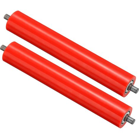 Polyuréthane Revêtement Convoyeur Rouleau 2" Diamètre 11" Longueur, 2 Paquet Inox Acier Transmission Remplacement Pièce Galvanisé Fin, Rouge (1/5)