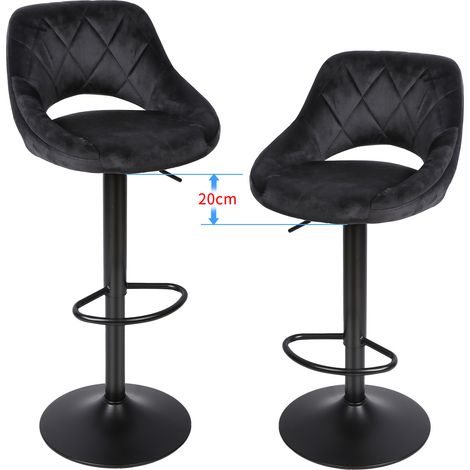 2chaise de bar, tabouret de bar, hauteur réglable : 87-107cm,dos fiable ,avec pédales , Rotation à 360°,capacité portante : 120kg, flanelle , acier inoxydable , 3337107 cm, noir (1/5)