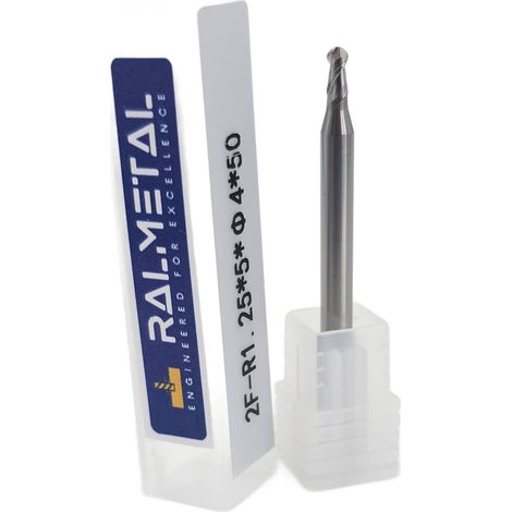 Fraise sphérique pour aluminium, VHM, Fi2.5, R1.25 x 50 mm (1/3)