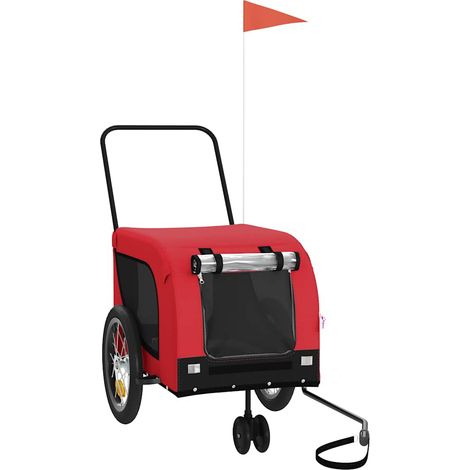 Maison Exclusive - Fahrradanhänger Hunde Rot und Schwarz Oxford-G (1/5)