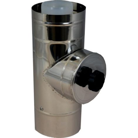 Wolf Pièce d&39inspection Cob 2651660 DN 80 / 125, 250 mm, pour façade de tuyau d&39air / d&39échappement, acier inoxydable / polypropylène