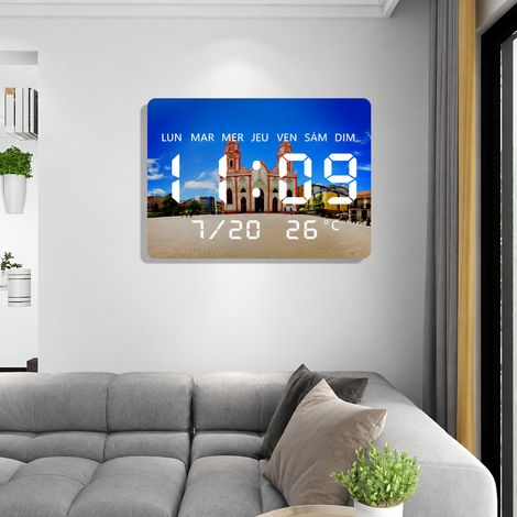 Horloge murale numérique LED moderne modèle JG1002-4 27,5 × 20 cm affichage date et température salon chambre bureau – 48 × 31 × 46 cm – Livraison gratuite