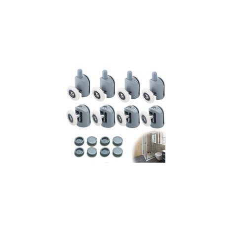Roulette Porte Coulissante Douche 8 Pièces Roulettes pour Porte de Douche 23mm Galets de Porte de Douche Roulettes Cabine de Douche pour Salle de Bain, 4 Supérieures et 4 Inférieures
