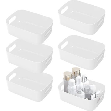 6er-Set Kunststoff-Aufbewahrungsbox, Aufbewahrungskorb, Küchen-Aufbewahrungsbox, Korb und Badezimmer-Aufbewahrungsbox, Kunststoff-Aufbewahrungsbox (1/5)