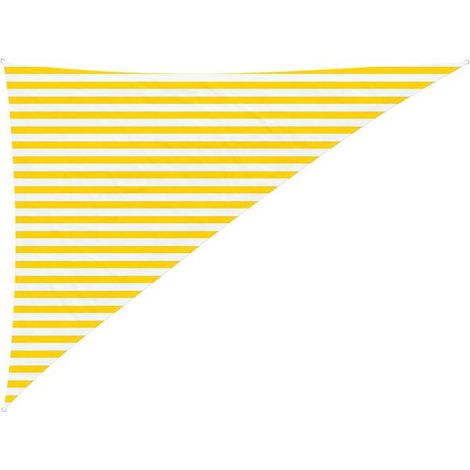 Voile d'ombrage à rayures jaunes et blanches, 3 x 4 x 5 mètres, 100% polyester Oxford. (1/5)