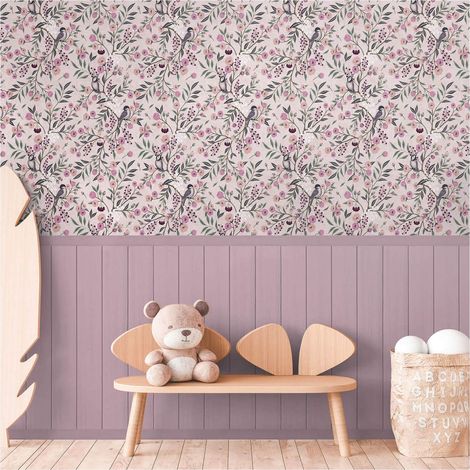 Photo wallpaper wall Profhome 770741 non-woven wallpaper smooth with pattern for kids matt pink pastel violet green grey 1,59 m x 2,8 m (1/5)