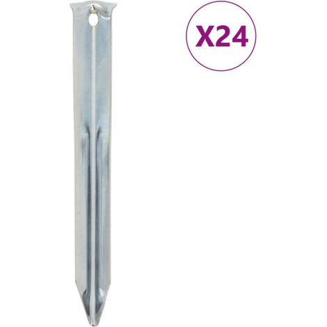 Estacas para tienda de campaña vidaXL, 24 unidades, 17 cm, Ø20 mm, acero galvanizado (1/5)