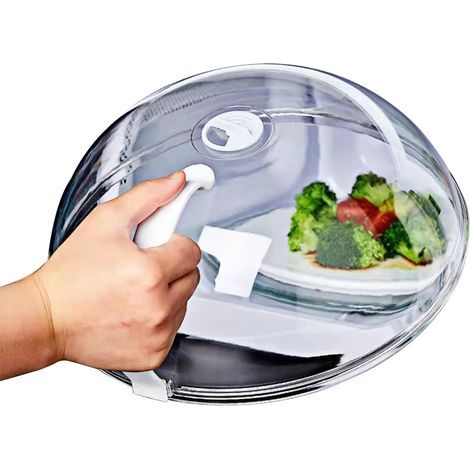 Spritzschutz für die Mikrowelle, transparente Lebensmittelabdeckung, durchsichtige Küchenabdeckung mit Griff, Servierabdeckung für Geschirr und Teller, unverzichtbar für die Küche (1/5)