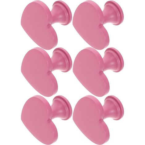 Ensemble de 6 poignées placard Healeved, style décoratif et ludique, alliage zinc, en forme cœur,