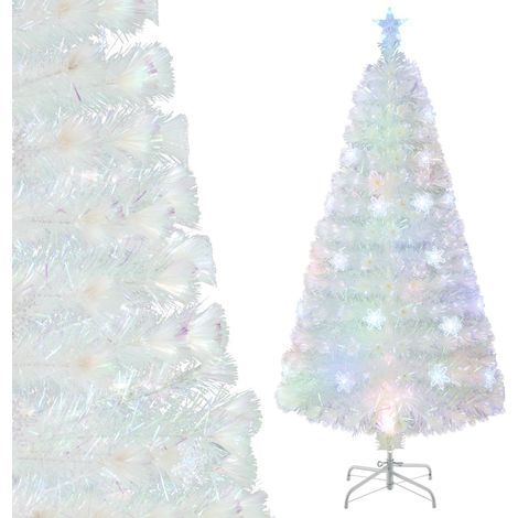 Albero di Natale in fibra ottica da 120cm con foglie iridescenti e stella in cima (1/4)