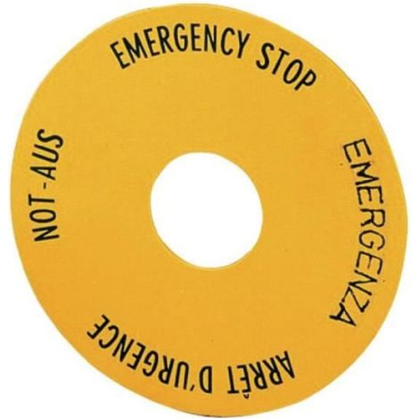 Plaque d'arrêt d'urgence forme ronde jaune (Ø) 60 mm Eaton SRT1 058873