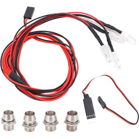 Phares LED 5mm pour Voiture RC - Kit d'Éclairage avec Interrupteur pour Amélioration de Modèles Radiocommandés - 2 Blanc, 2 Rouge (1/5)