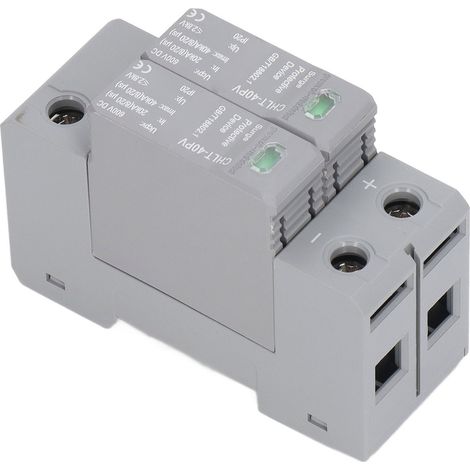 Parafoudre solaire 2P pour photovoltaïque 600V DC protection surtension anti-foudre précision élevée matériau PC ignifuge (1/5)