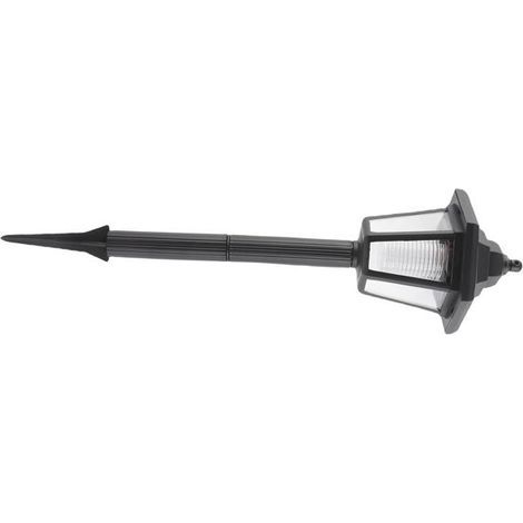 BelleRise – Sechseckige Solarleuchte – 12,6 × 46 cm – Klassische Gartenwegbeleuchtung – Weiß/Schwarz (1/5)