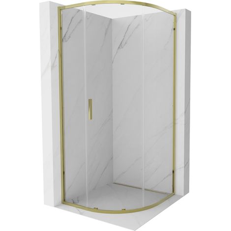 Mexen Exo Halbrunde Duschkabine Schiebetür 90 x 90 cm, transparent, gold - 8131-090-090-50-00