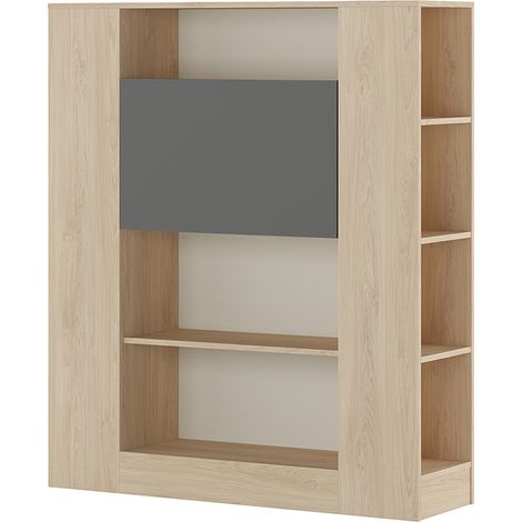 Etagère avec fonction bureau coloris puccini, graphite - Longueur 119,6 x profondeur 34,50 x hauteur 140 cm (1/4)