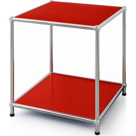 Étagère métal chromé design épuré, Concept Epuré MK-012, L40 × P40 × H46 cm, Rouge