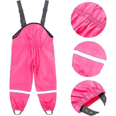 Salopette de pluie unisexe pour enfants, coupe-vent et imperméable, pantalon boueux - 128 - Rose (1/5)