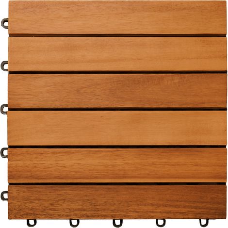 CASARIA® Interlocking Decking Tile FSC® Certified Eucalyptus or Acacia Wood Patio Garden Balcony Outdoor Deck Terrace Multipack Acacia (1/5)