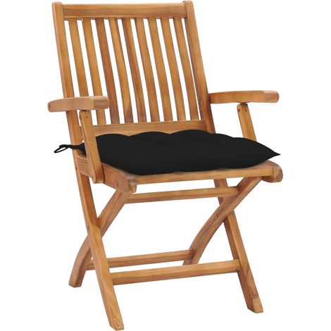 Maison Exclusive - Sedie da Giardino 2 pz con Cuscini Neri in Massello di Teak (1/5)