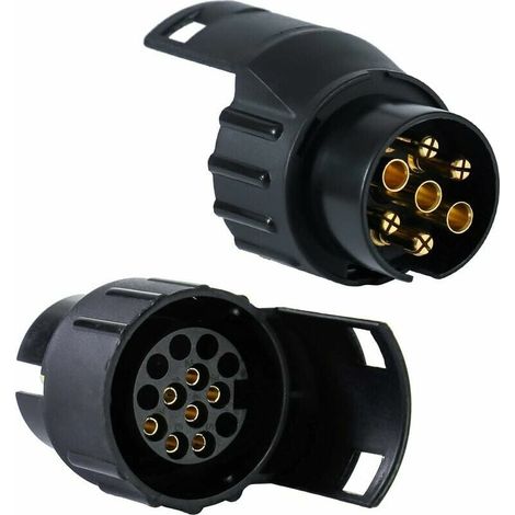 Green Mobility-Adaptateur de prise de prise de remorqueQX1523, prise 13 à 7 broches voiture camion barre de remorquage prise de remorquage adaptateur convertisseur avec couvercle (1/4)