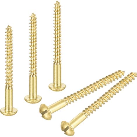 30 Pcs Vis à Bois M4 X 50mm à Tête Ronde Fendue en Laiton (1/5)