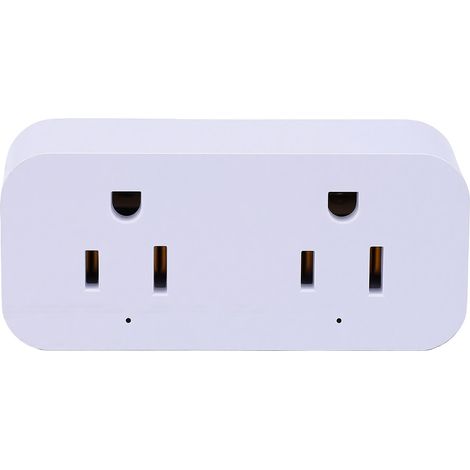 Prise intelligente WiFi avec deux prises de courant de 10 A, télécommande vocale, minuterie et connexion sans fil 2,4 GHz. (1/5)