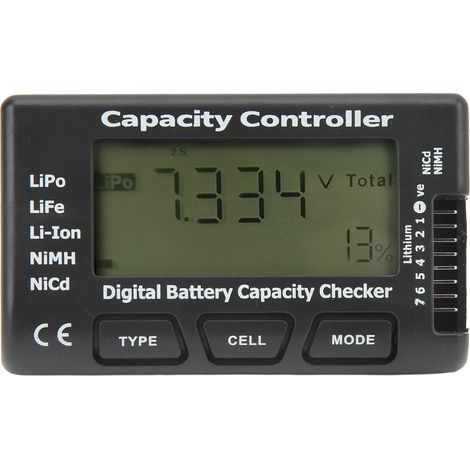 Testeur de capacité de Batterie numérique, Capacité de la Batterie de Tension Vérificateur Contrôleur Testeur avecEcran LCD, pour LiPo Vie NiMH Li-ION (1/5)