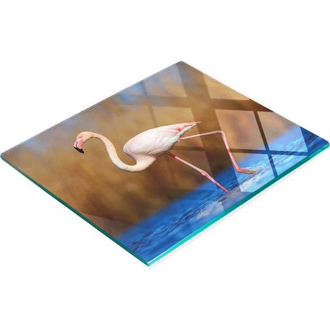 Tablero decorativo multifuncional de cocina de cristal templado con forma de flamenco, 60x52 cm. (1/5)