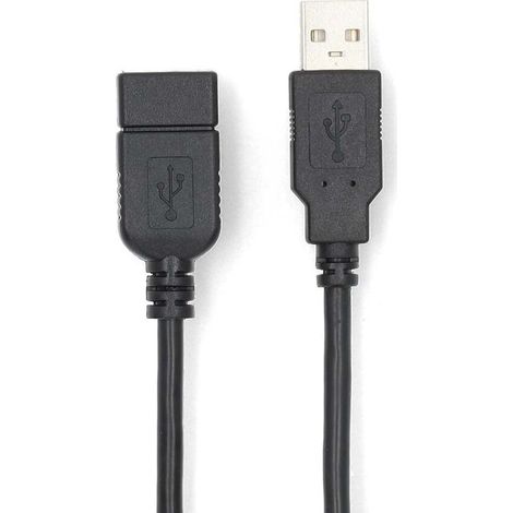 Nedis USB-Kabel / USB 2.0 / USB-A Stecker / USB-A Buchse / 18 W / 480 Mbps / Vernickelt / 3.00 m / Rund / PVC / Schwarz / Label