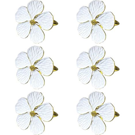 Lot de 6 ronds de serviette à fleurs, porte-serviettes floraux
