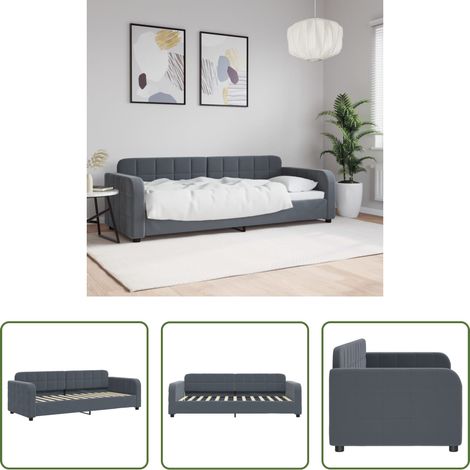 vidaXL Canapé jour - Lit de repos gris foncé 80x200 cm velours (1/5)
