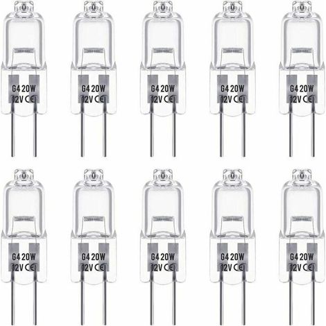 Ampoules halogènes G4 12V 20W dimmables, 350 lm, Blanc chaud 3000K – Pack de 10 (1/5)