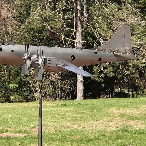 Moulin à vent d'extérieur en métal, sculpture d'avion géant (1/4)