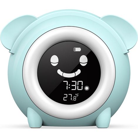 Réveil électronique de chevet pour enfants et étudiants en forme chien dessin animé avec lumière LED alarme . Bleu (1/5)