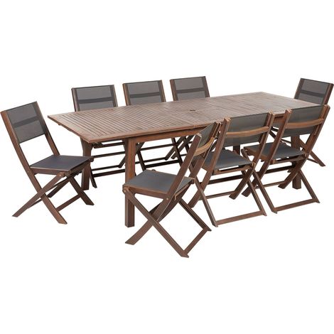 Garden Dining Set 8 Seater CESANA Acacia Wood Dark Brown