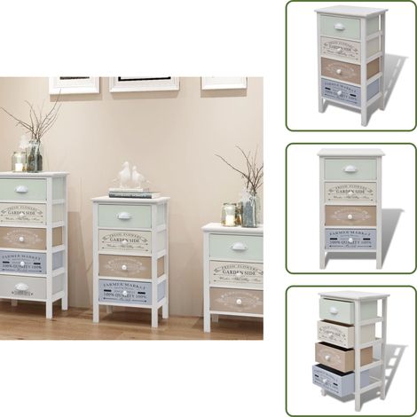 The Living Store Beistellschrank mit 4 Schubladen Französischer Stil Holz - Holzschrank - Französischer Landhausstil - Beistellschrank - Kommode - Flurstück