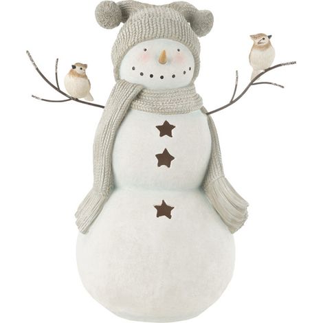 Bonhomme de Neige Déco "Oiseaux" 50cm Blanc (1/4)