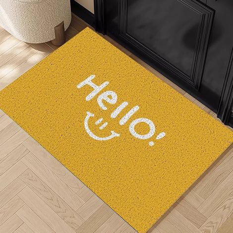 Tapis de porte Hello, résistant aux taches et personnalisable, adapté aux portes d'entrée et aux entrées extérieures, 6090 cm. (1/5)