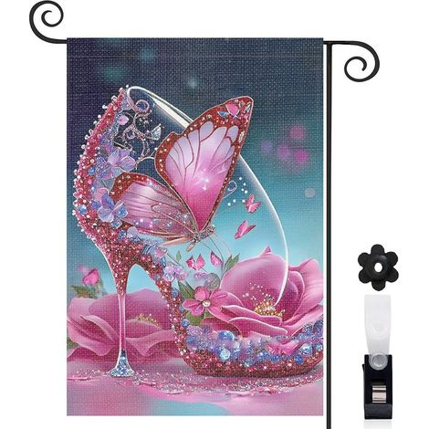 Drapeau de jardin Bienvenue en lin lavable 45 x 30 cm vertical décoration saisonnière pour jardin (1/5)