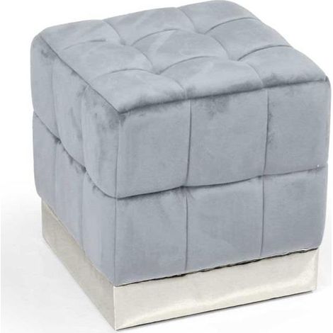 Pouf quadrato in velluto colore cielo cm Ø40x40h (1/2)