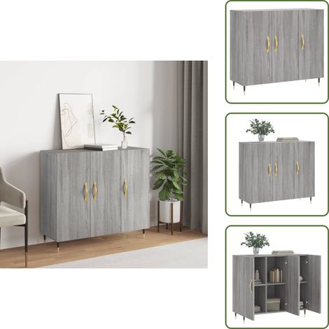 Sideboard Grau Sonoma 90x34x80 cm Holzwerkstoff - Sideboard - Wohnzimmermöbel - Holzmöbel - Grau - Modernes Design (1/5)