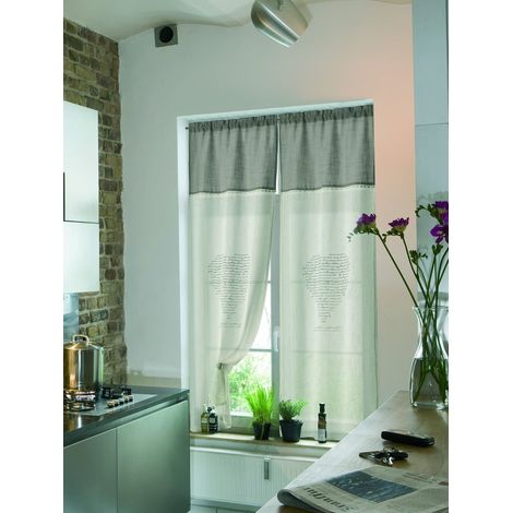 Home Collection TCCUO129/240 Tendina Coppia Cuore, Poliestere, Grigio, 60x240 cm, 2 Unità
